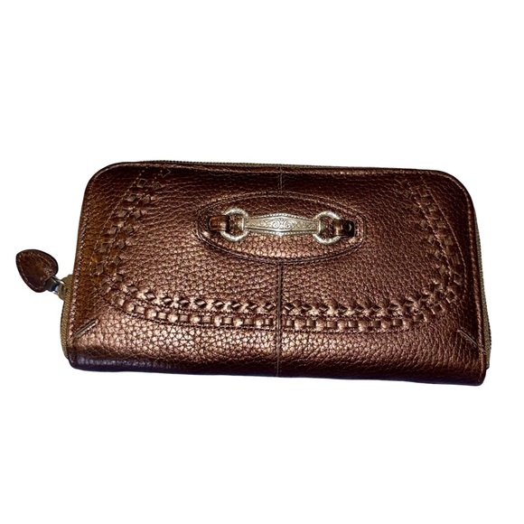 Brighton Handbags - Brighton Metallic Brown Pebbled Leather Large Wallet NWT